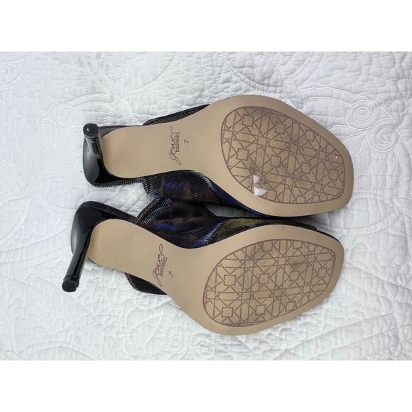 Jewel Badgley Michka Women's 7 Black/Tan Fabric Leopard Print Flocked Sole Shoe - Picture 4 of 10